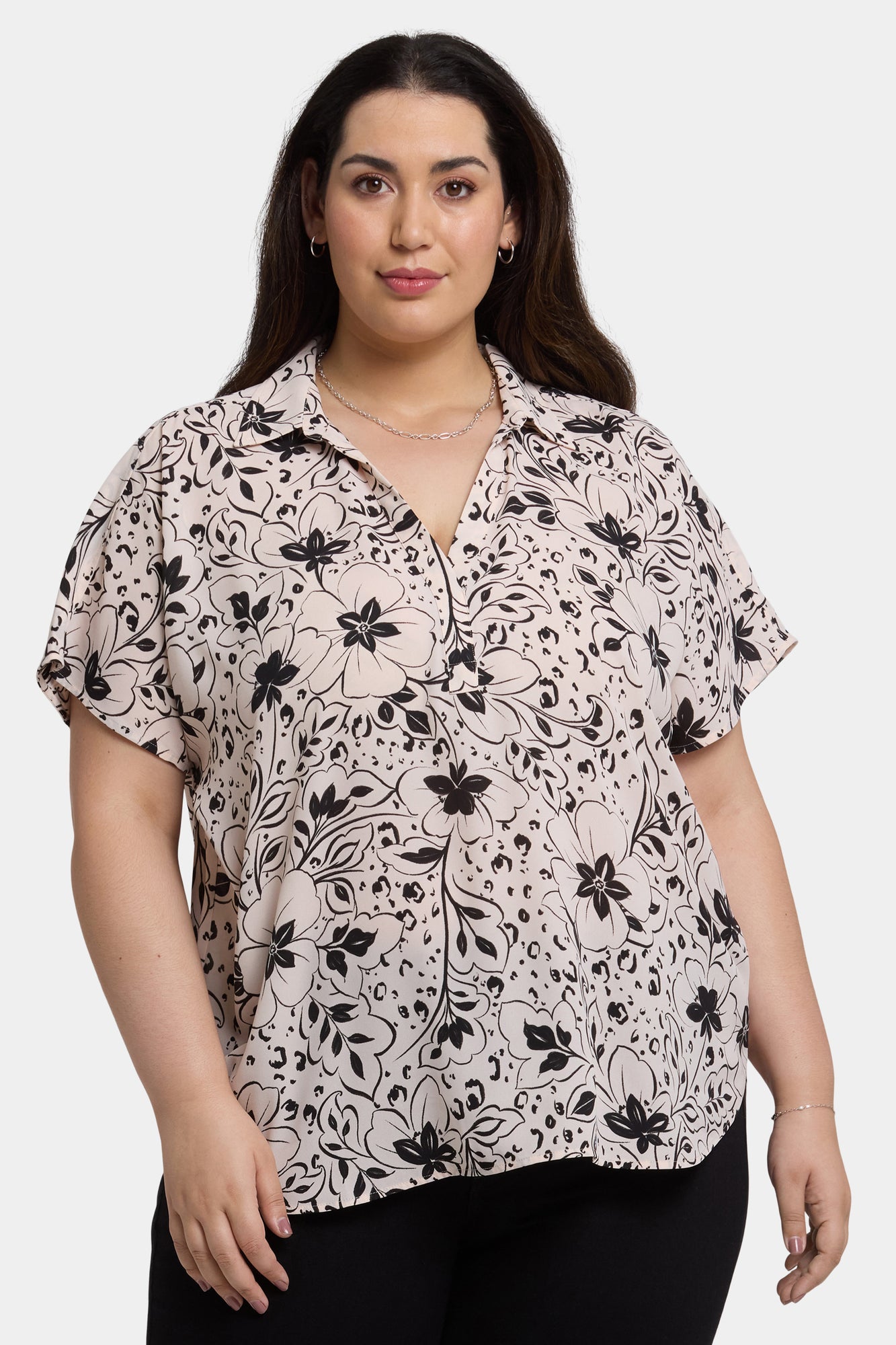 NYDJ Becky Short Sleeved Blouse In Plus Size - Luna Flores