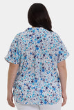 NYDJ Becky Short Sleeved Blouse In Plus Size - Jimena Garden
