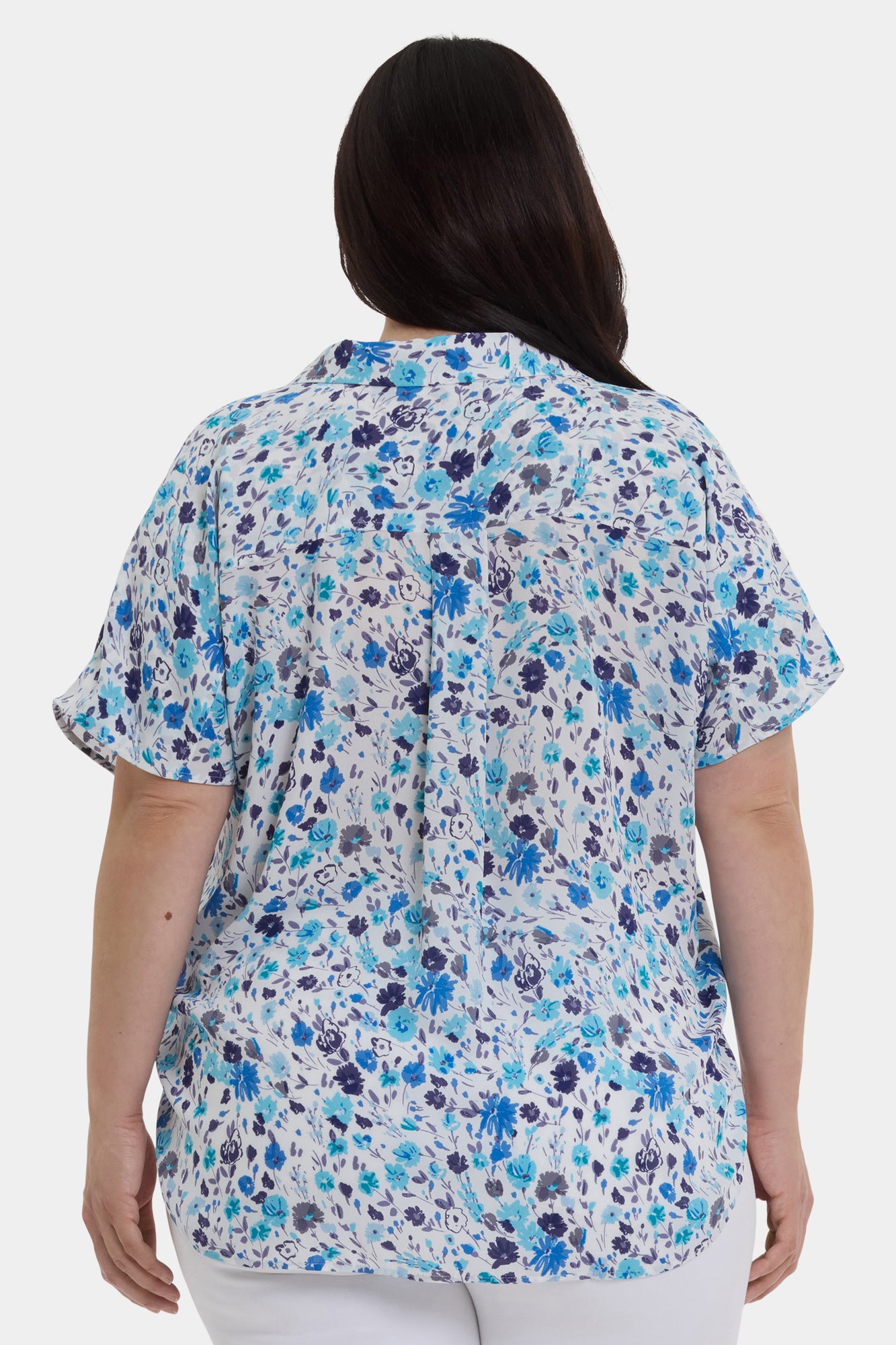 NYDJ Becky Short Sleeved Blouse In Plus Size - Jimena Garden