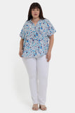 NYDJ Becky Short Sleeved Blouse In Plus Size - Jimena Garden