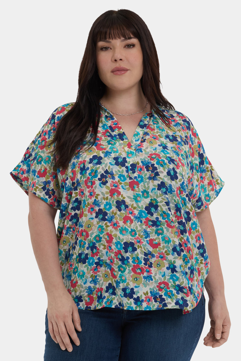 NYDJ Becky Short Sleeved Blouse In Plus Size - Cala Gracio