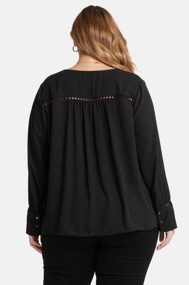 NYDJ Liliana Peasant Blouse In Plus Size - Black
