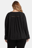 NYDJ Liliana Peasant Blouse In Plus Size - Black