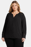 NYDJ Liliana Peasant Blouse In Plus Size - Black