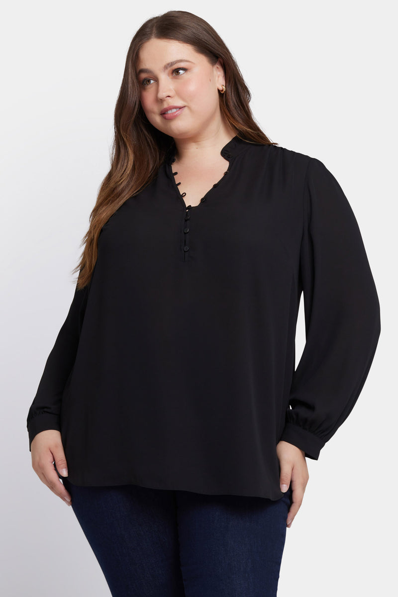 NYDJ Hannah Blouse In Plus Size - Black