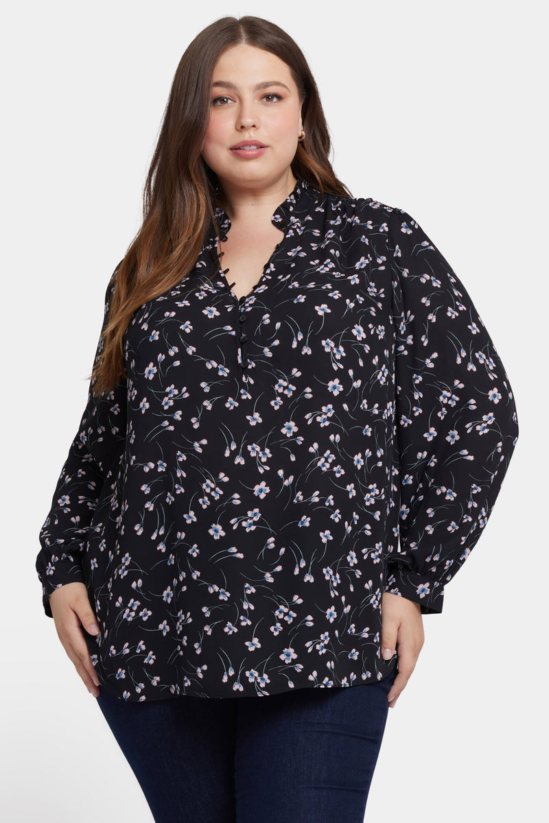 NYDJ Hannah Blouse In Plus Size - Cascade Petals