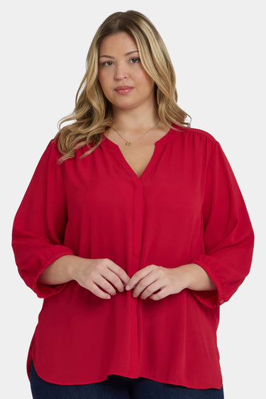 NYDJ Pintuck Blouse In Plus Size - Carnelian
