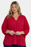 NYDJ Pintuck Blouse In Plus Size - Carnelian