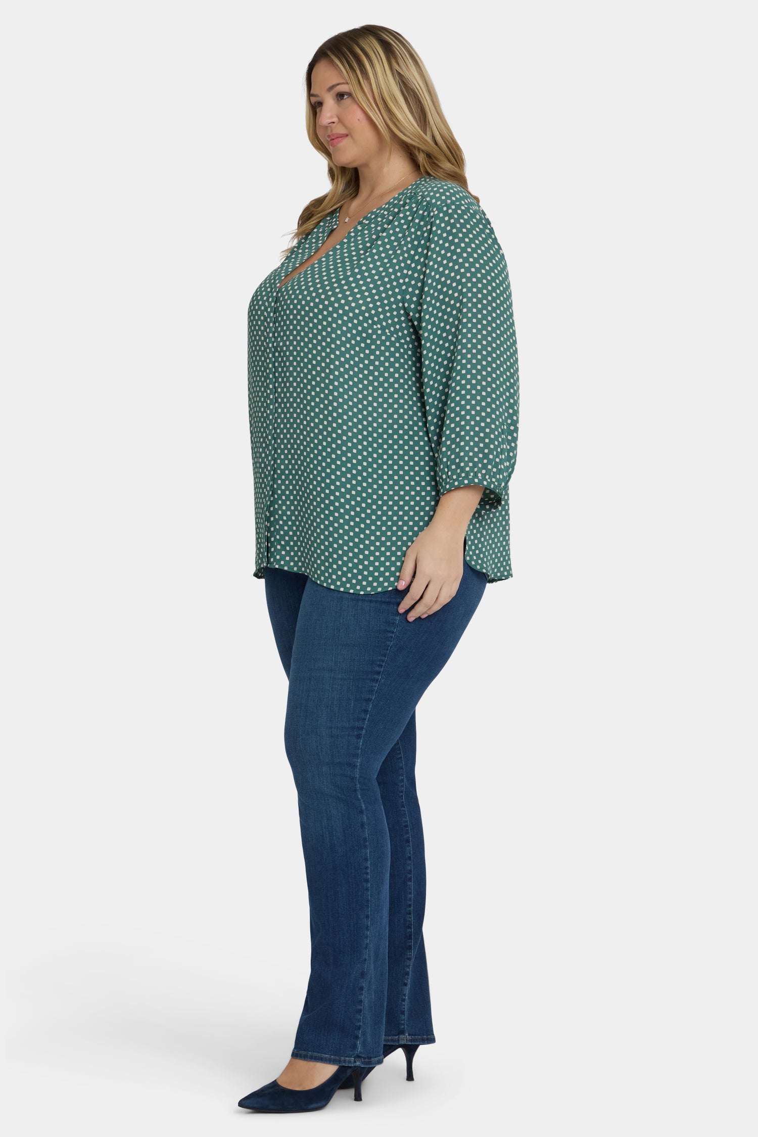 Pintuck Blouse In Plus Size - Adeline Dots Multi | NYDJ