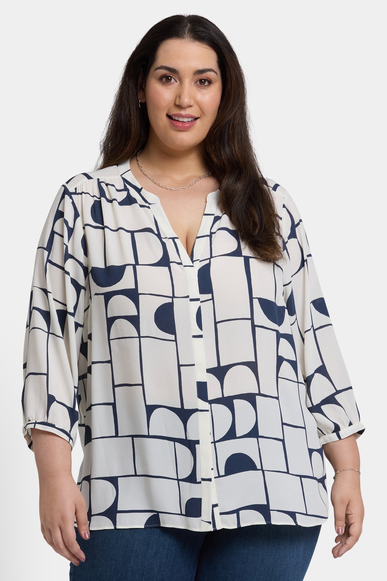NYDJ Pintuck Blouse In Plus Size - Campo Das Cortes