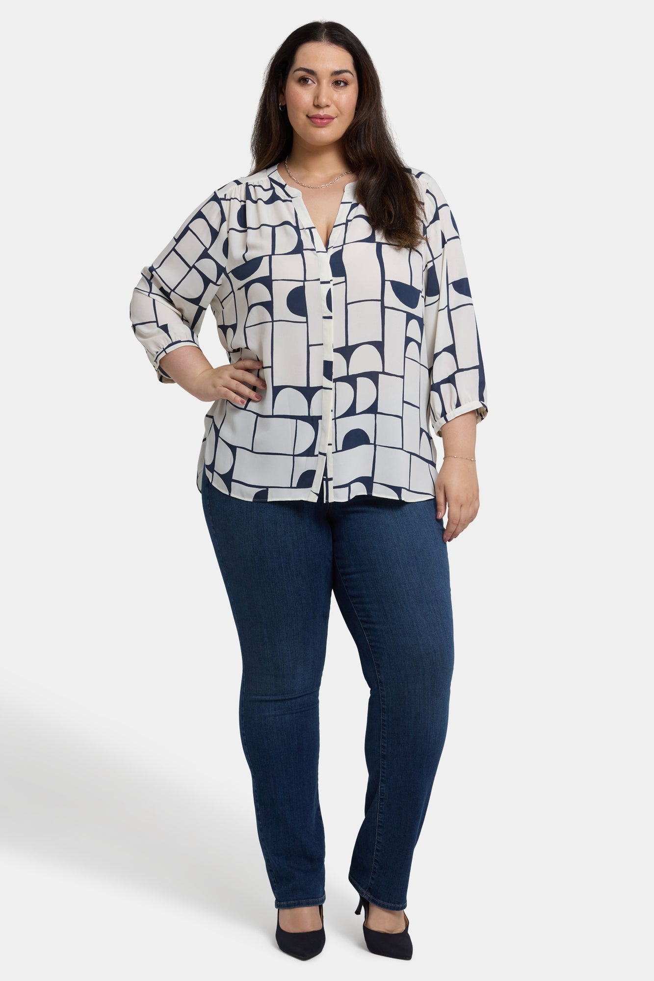 NYDJ Pintuck Blouse In Plus Size - Campo Das Cortes