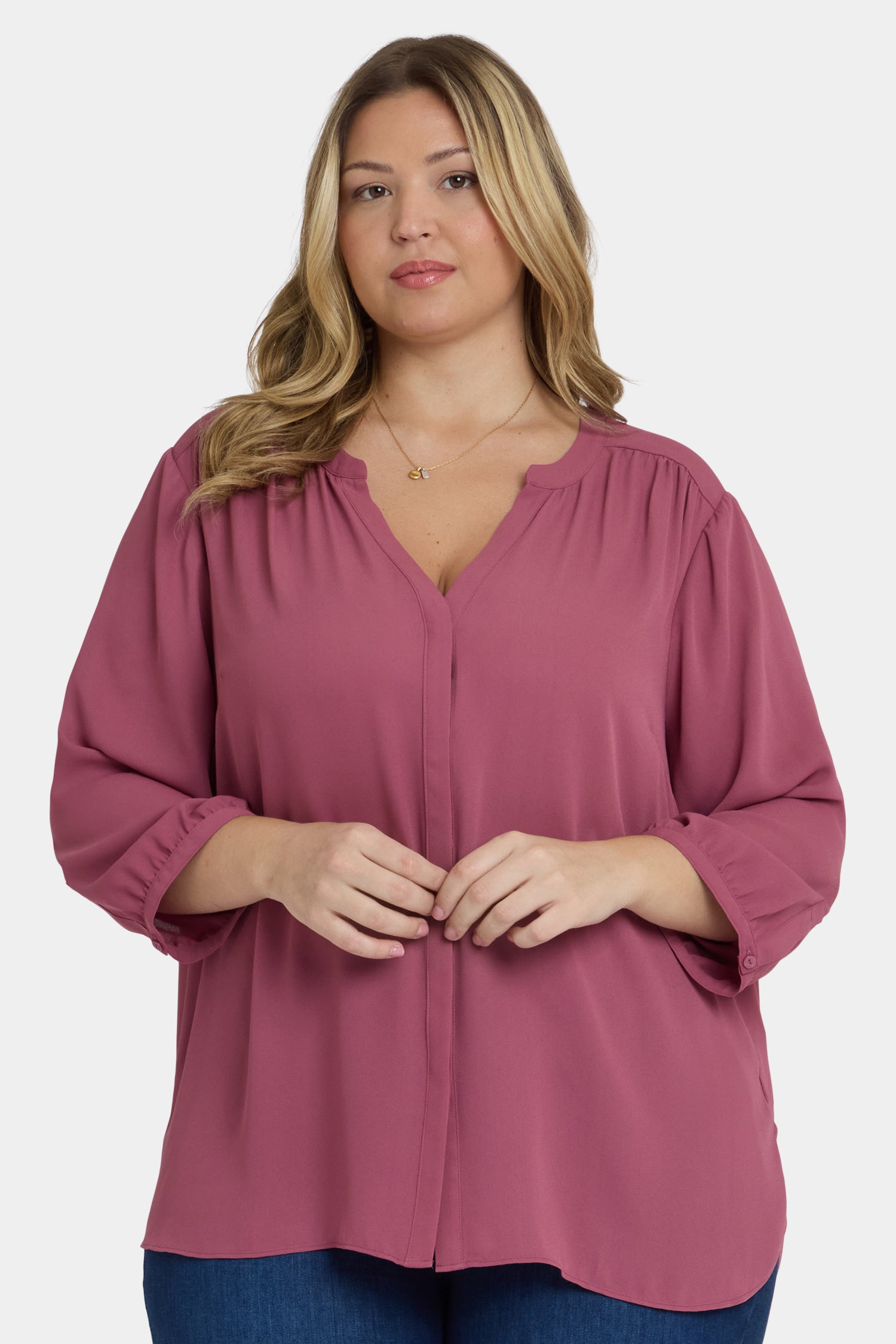l'or ロル Pin tuck Blouse Ruffled Pin-Tuck Button-Front Blouse | Nuuly