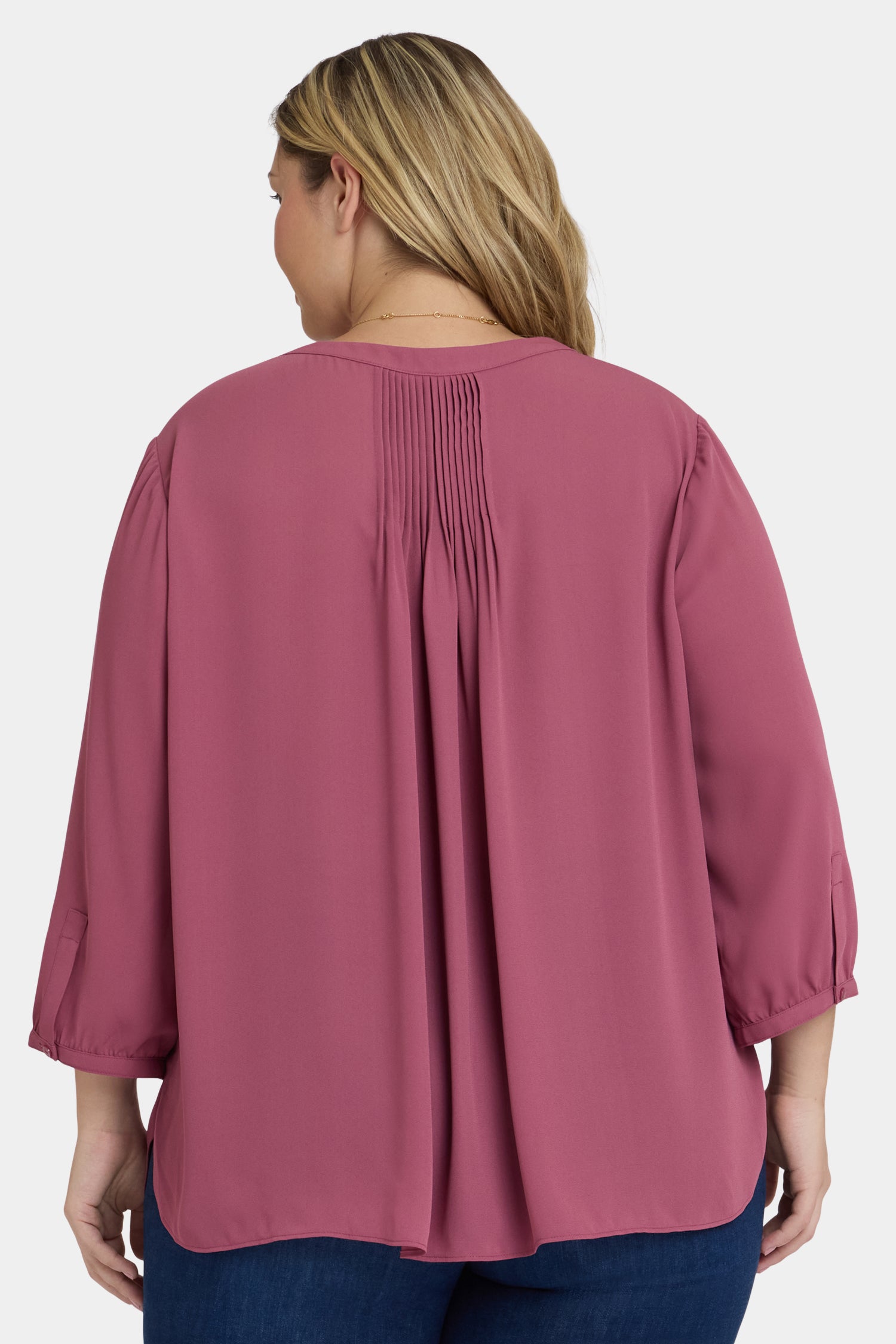 Pintuck Blouse In Plus Size - Vintage Rose Solid Colors | NYDJ