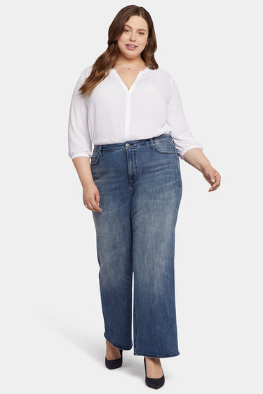 NYDJ Teresa Wide Leg Jeans In Plus Size With High Rise And Utility Detail - Caliente