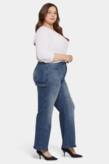 NYDJ Teresa Wide Leg Jeans In Plus Size With High Rise And Utility Detail - Caliente