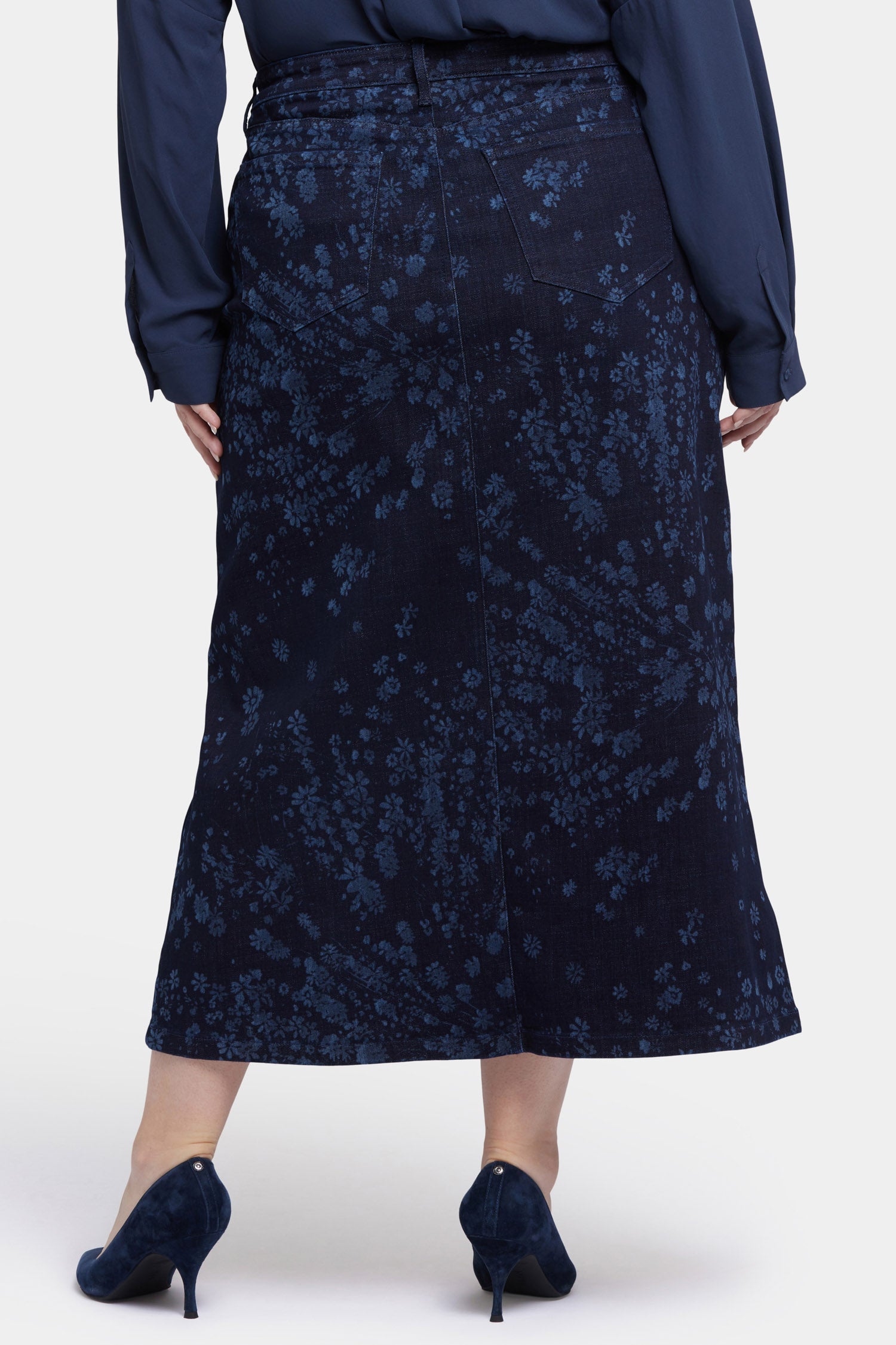 High Rise Long Skirt In Plus Size With Center Front Slit