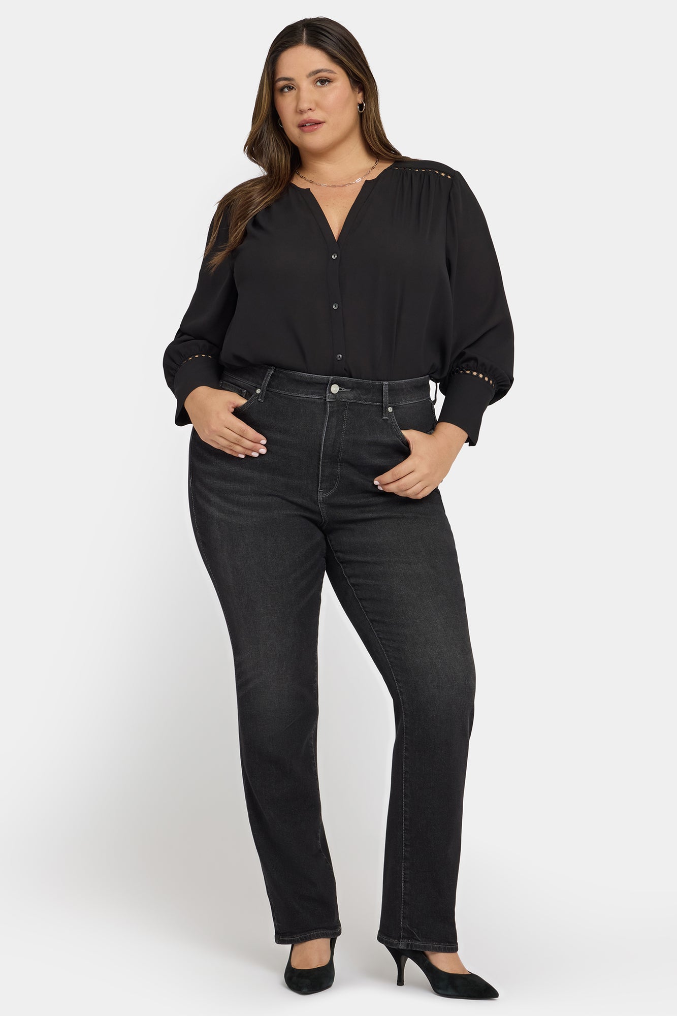 NYDJ Marilyn Straight Jeans In Plus Size With High Rise And 31