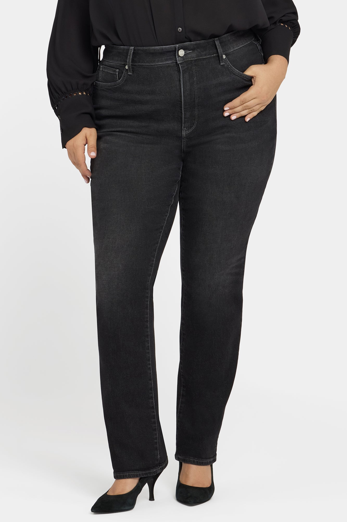 NYDJ Marilyn Straight Jeans In Plus Size With High Rise And 31