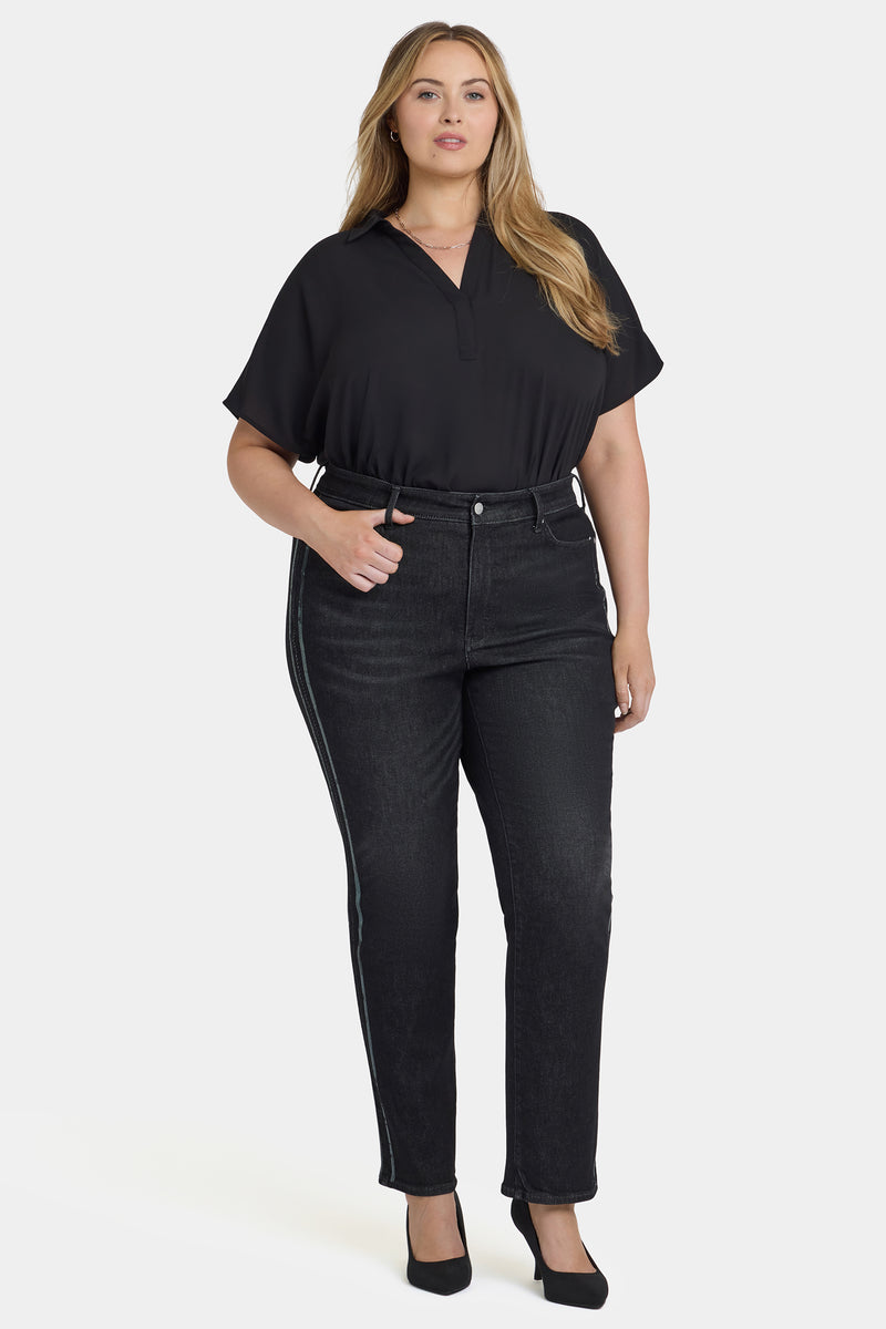 NYDJ Marilyn Straight Jeans In Plus Size With High Rise, Sequins And 31