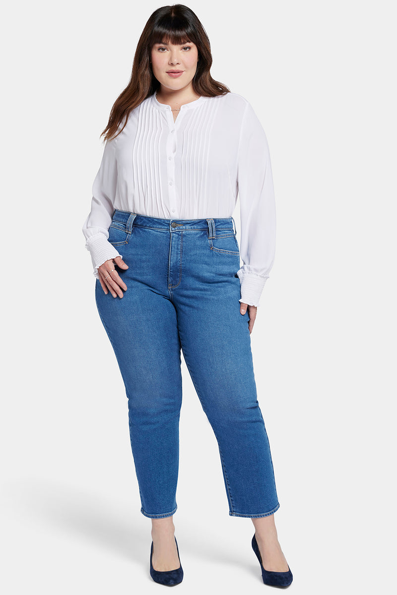 NYDJ Bailey Relaxed Straight Ankle Jeans In Plus Size With High Rise And Square Pockets - Rockford