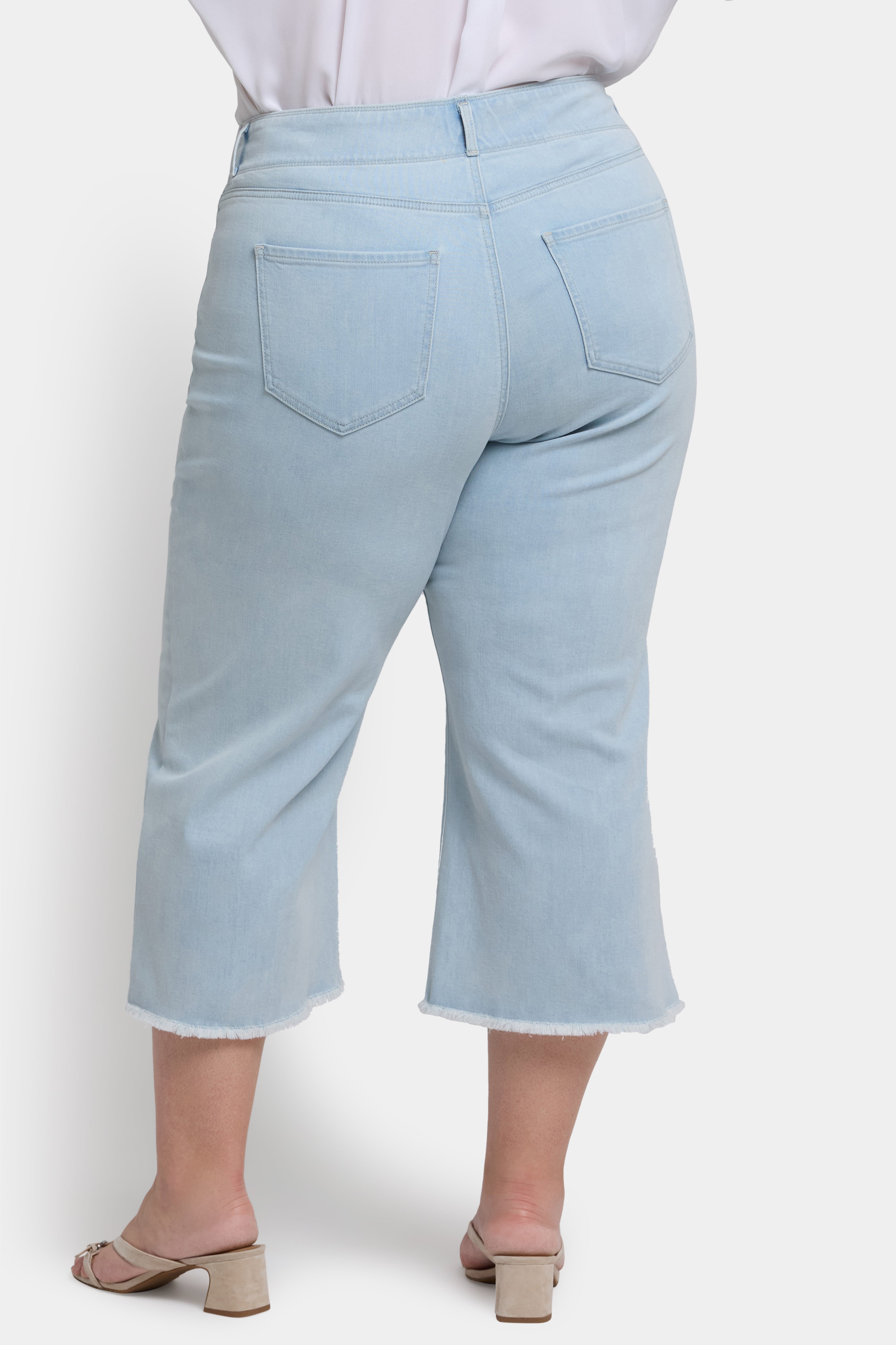Brigitte Wide Leg Capri Jeans In Plus Size With High Rise And