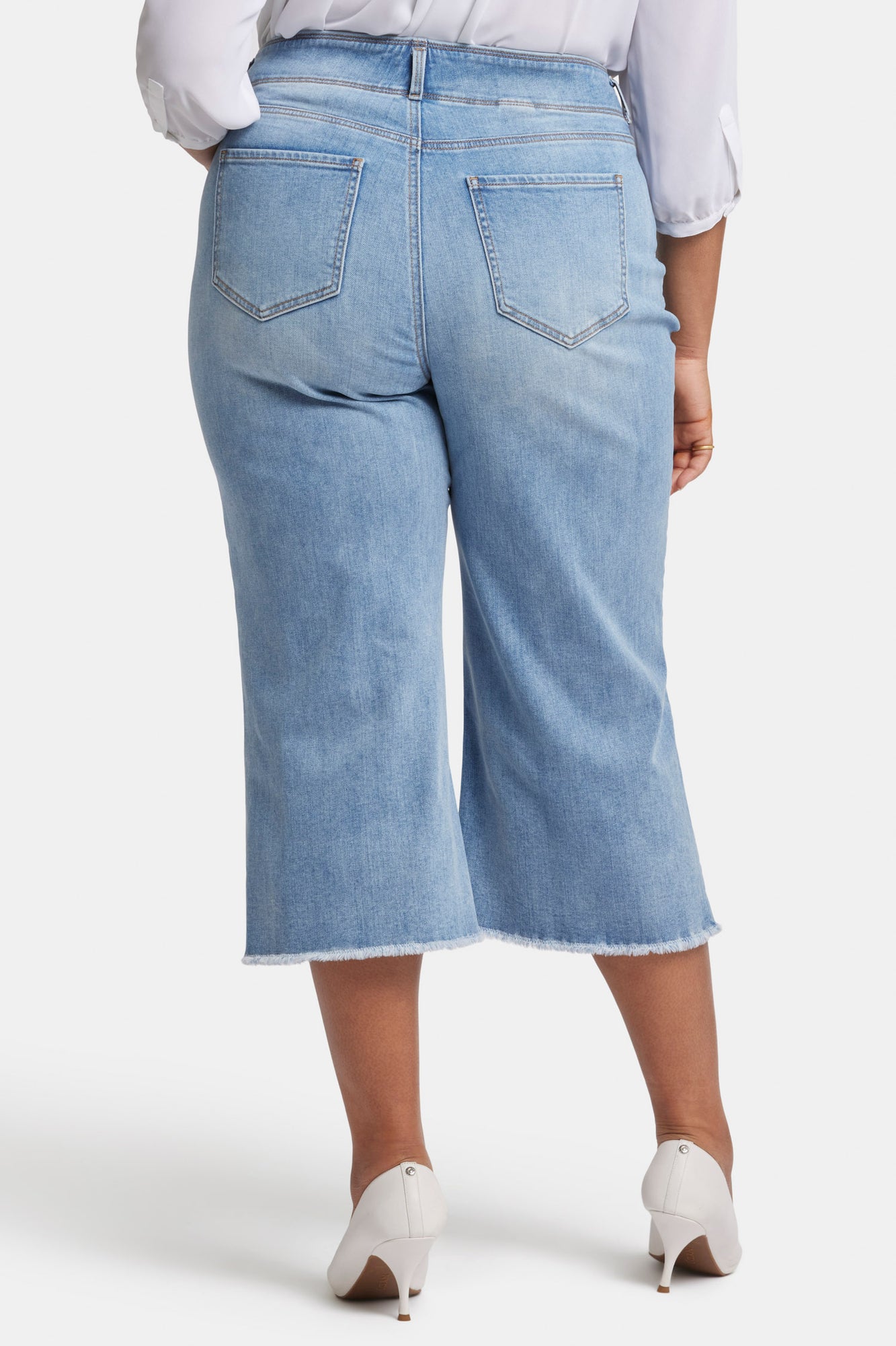NYDJ Brigitte Wide Leg Capri Jeans In Plus Size With High Rise And Frayed Hems - Corfu