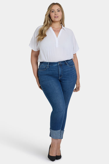 NYDJ Sheri Slim Ankle Jeans In Plus Size With Rhinestone Cuffs - Vintage Lapis