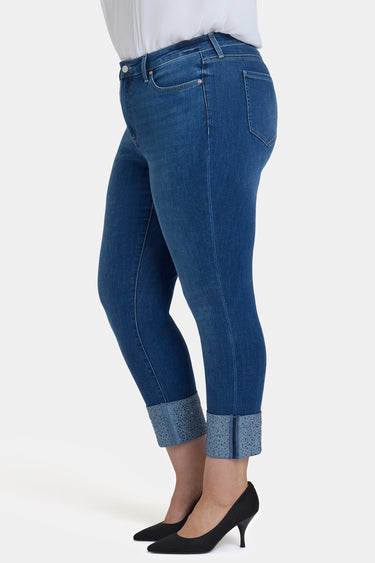 NYDJ Sheri Slim Ankle Jeans In Plus Size With Rhinestone Cuffs - Vintage Lapis