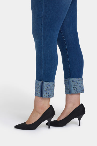 NYDJ Sheri Slim Ankle Jeans In Plus Size With Rhinestone Cuffs - Vintage Lapis