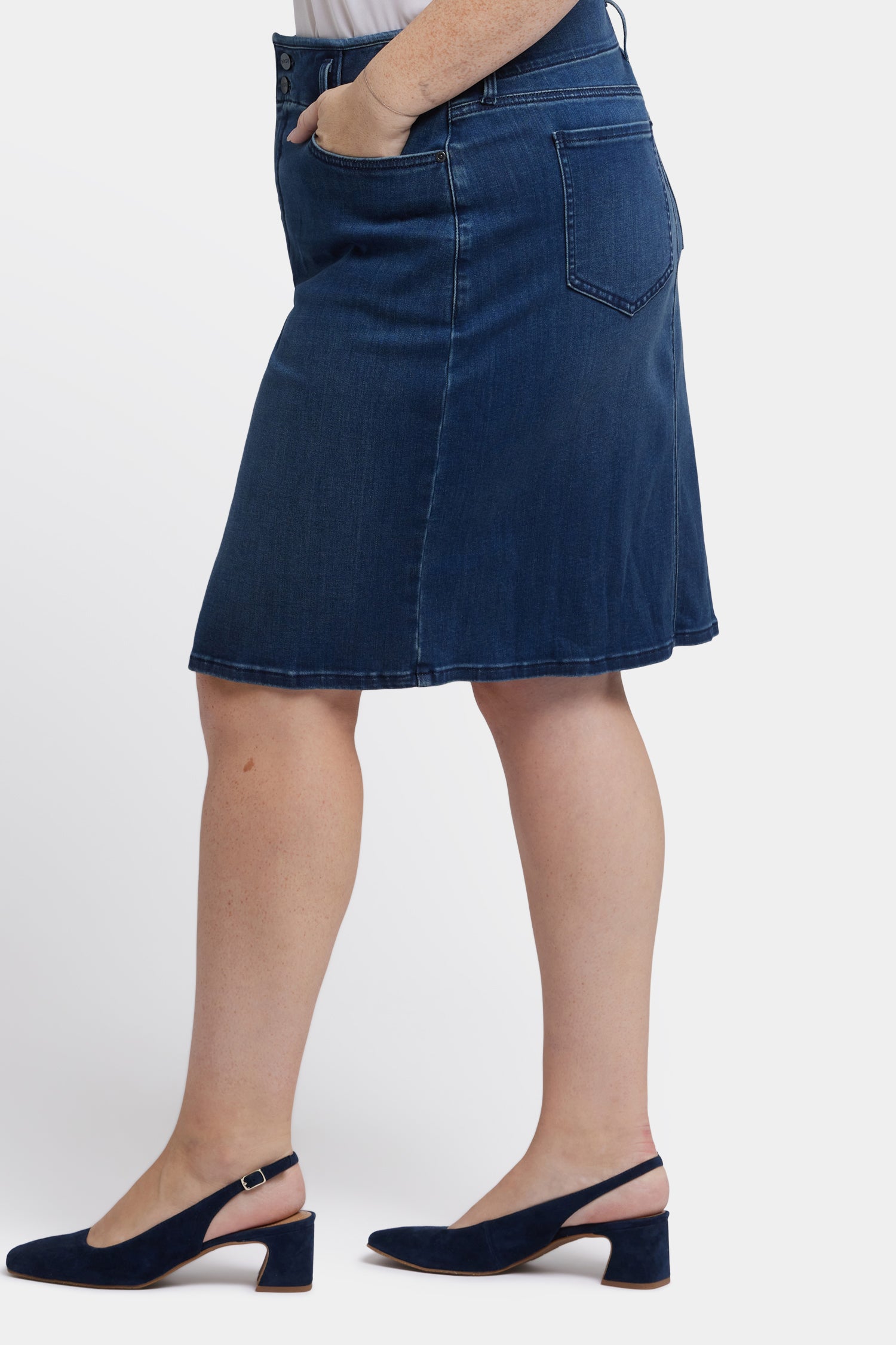 High Waist Skirt In Plus Size - Ibiza Blues Blue | NYDJ