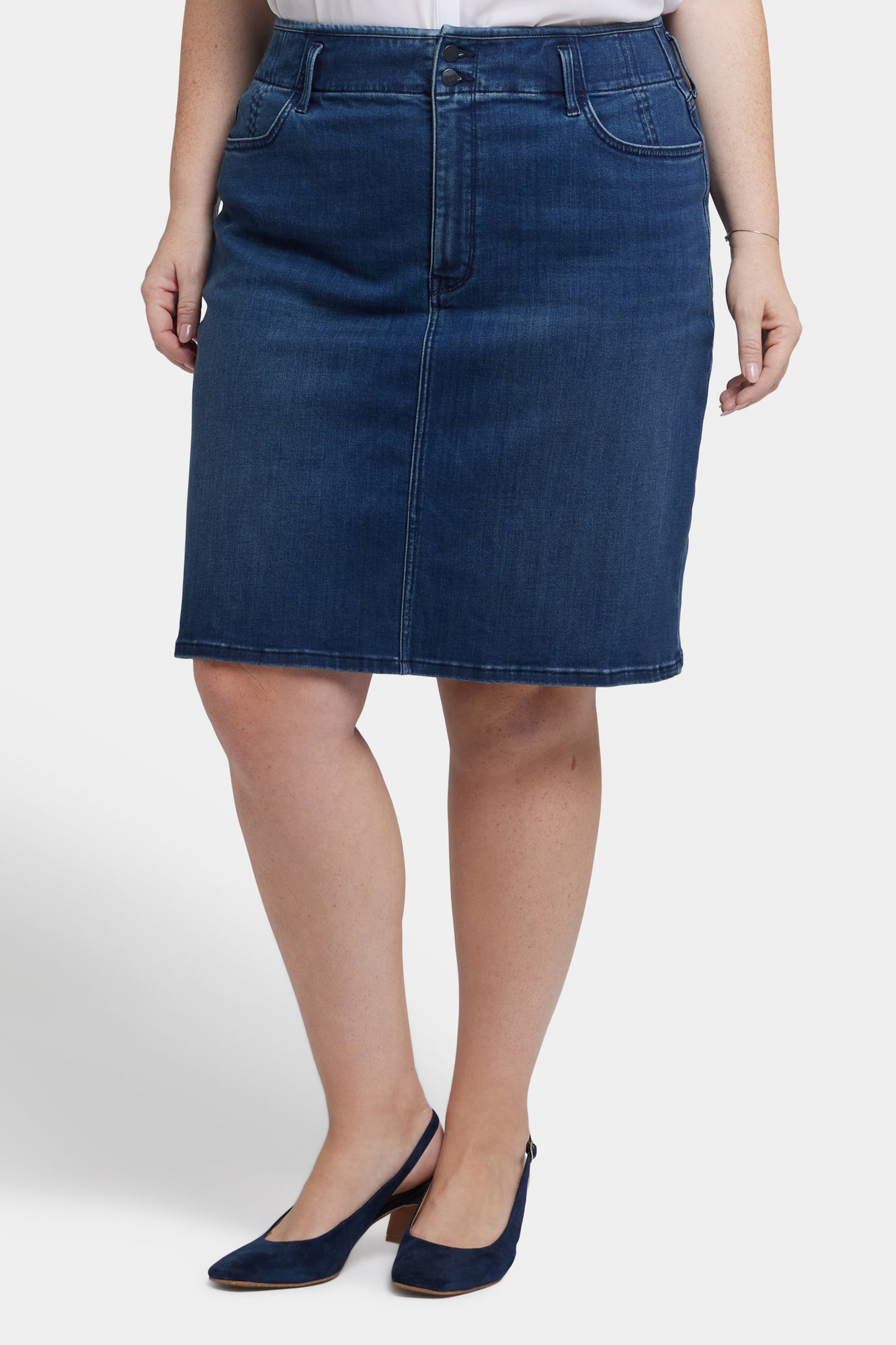 NYDJ High Waist Skirt In Plus Size - Ibiza Blues