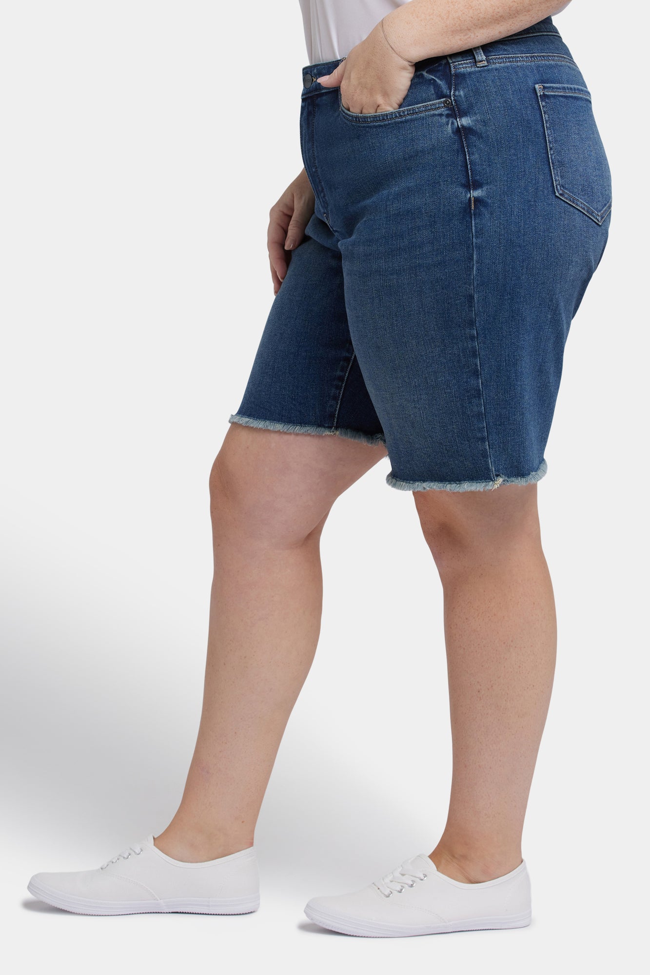NYDJ Lilly Denim Shorts In Plus Size With Frayed Hems - Rio Rapids