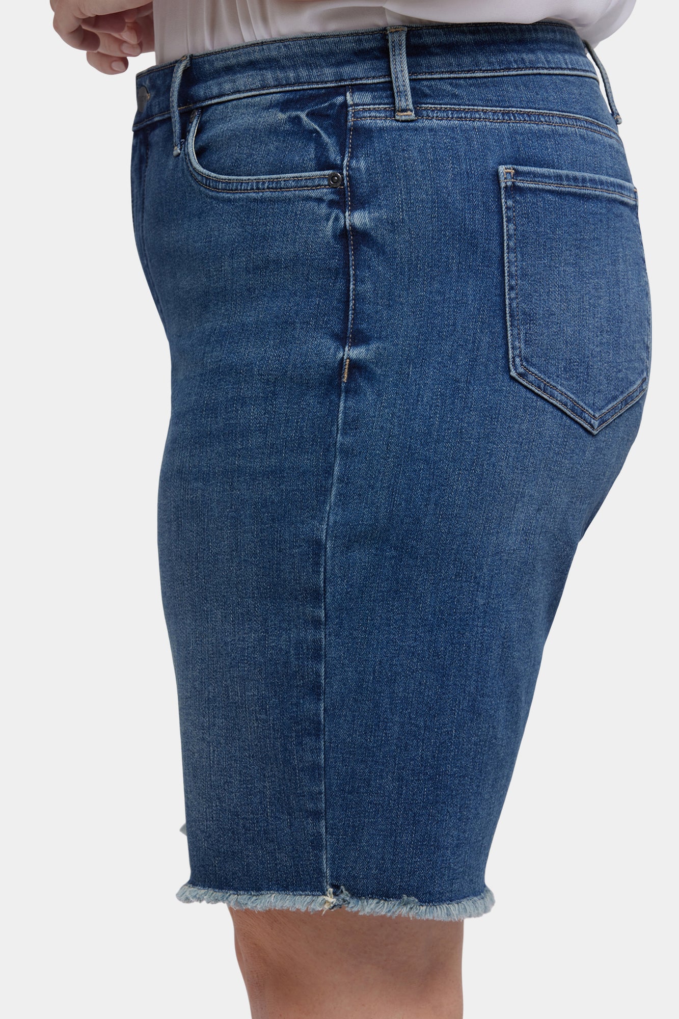 NYDJ Lilly Denim Shorts In Plus Size With Frayed Hems - Rio Rapids