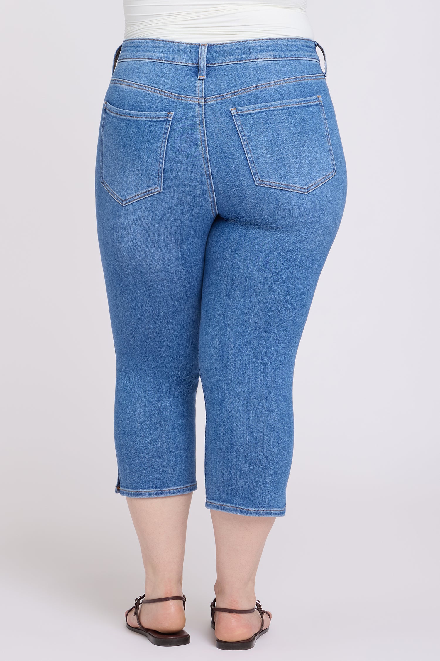 Chloe Capri Jeans In Plus Size With Side Slits - Blue Paradise