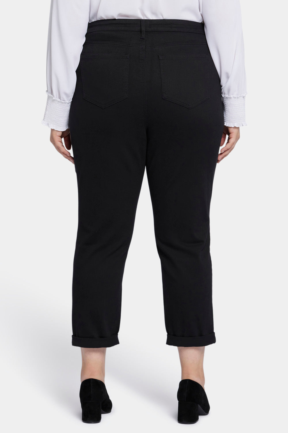 NYDJ Margot Girlfriend Jeans In Petite Plus Size In Cool Embrace® Denim With Roll Cuffs - Black