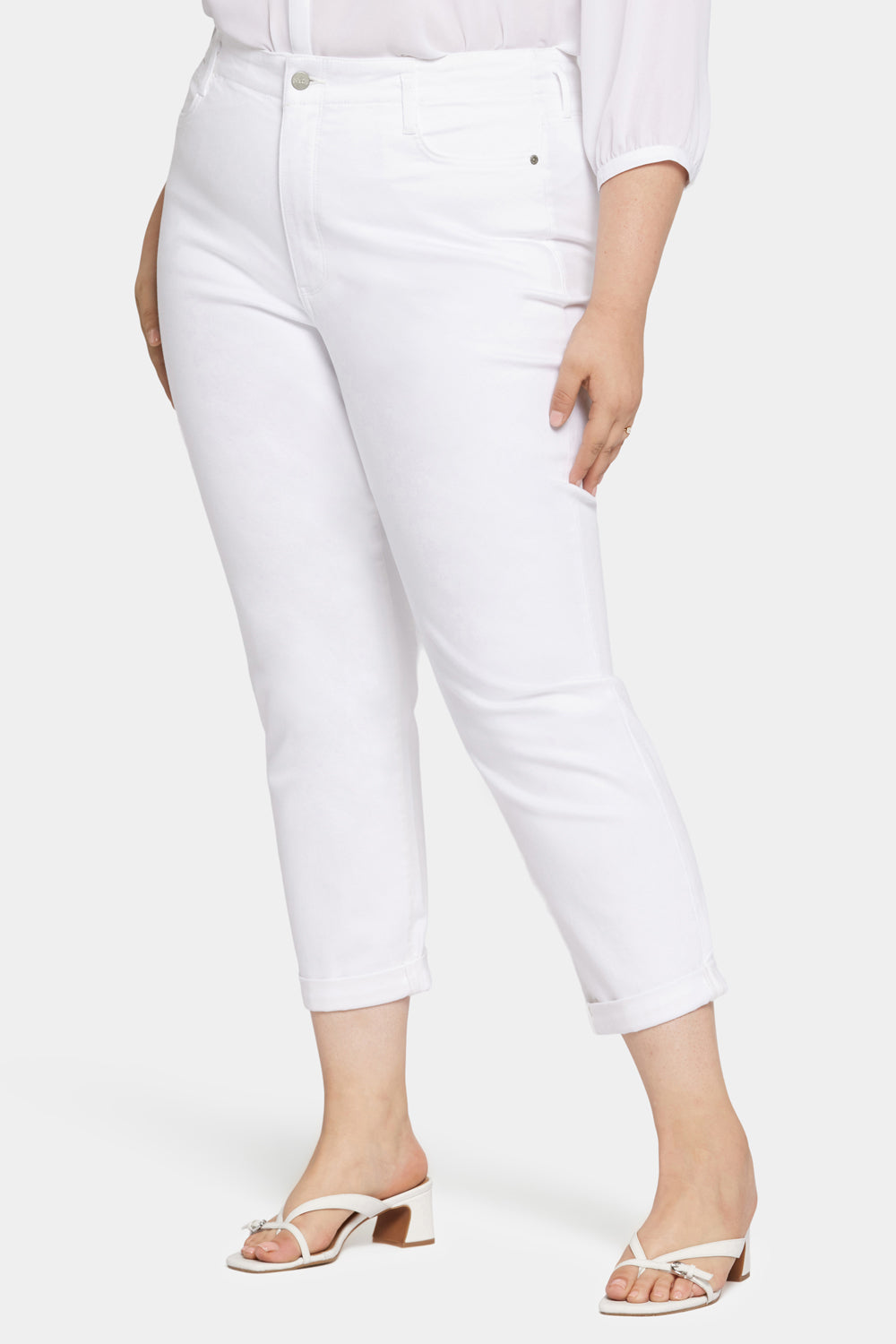 NYDJ Margot Girlfriend Jeans In Petite Plus Size With High Rise - Optic White
