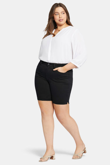 NYDJ Ella Denim Shorts In Petite Plus With Side Slits - Black