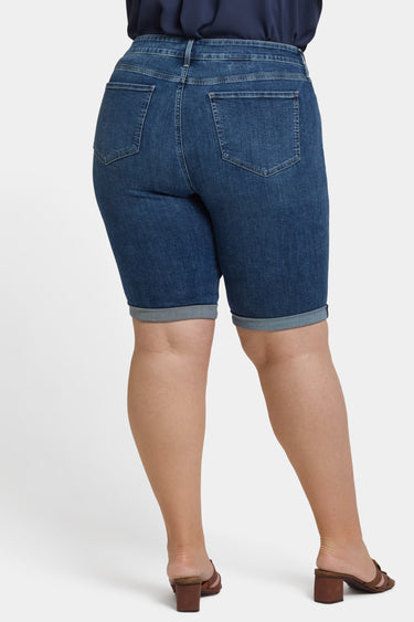 NYDJ Briella 11 Inch Denim Shorts In Plus Size With Roll Cuffs - Valencia Surf