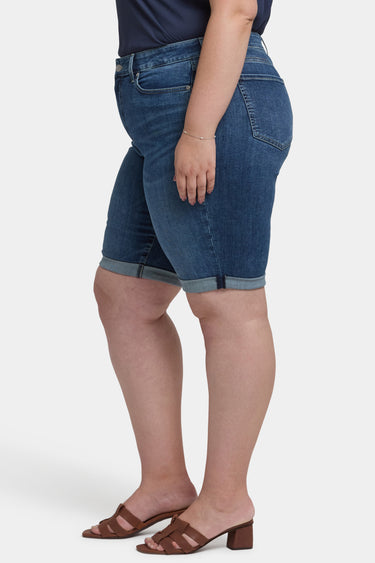 NYDJ Briella 11 Inch Denim Shorts In Plus Size With Roll Cuffs - Valencia Surf