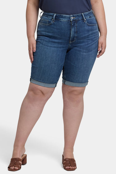 NYDJ Briella 11 Inch Denim Shorts In Plus Size With Roll Cuffs - Valencia Surf