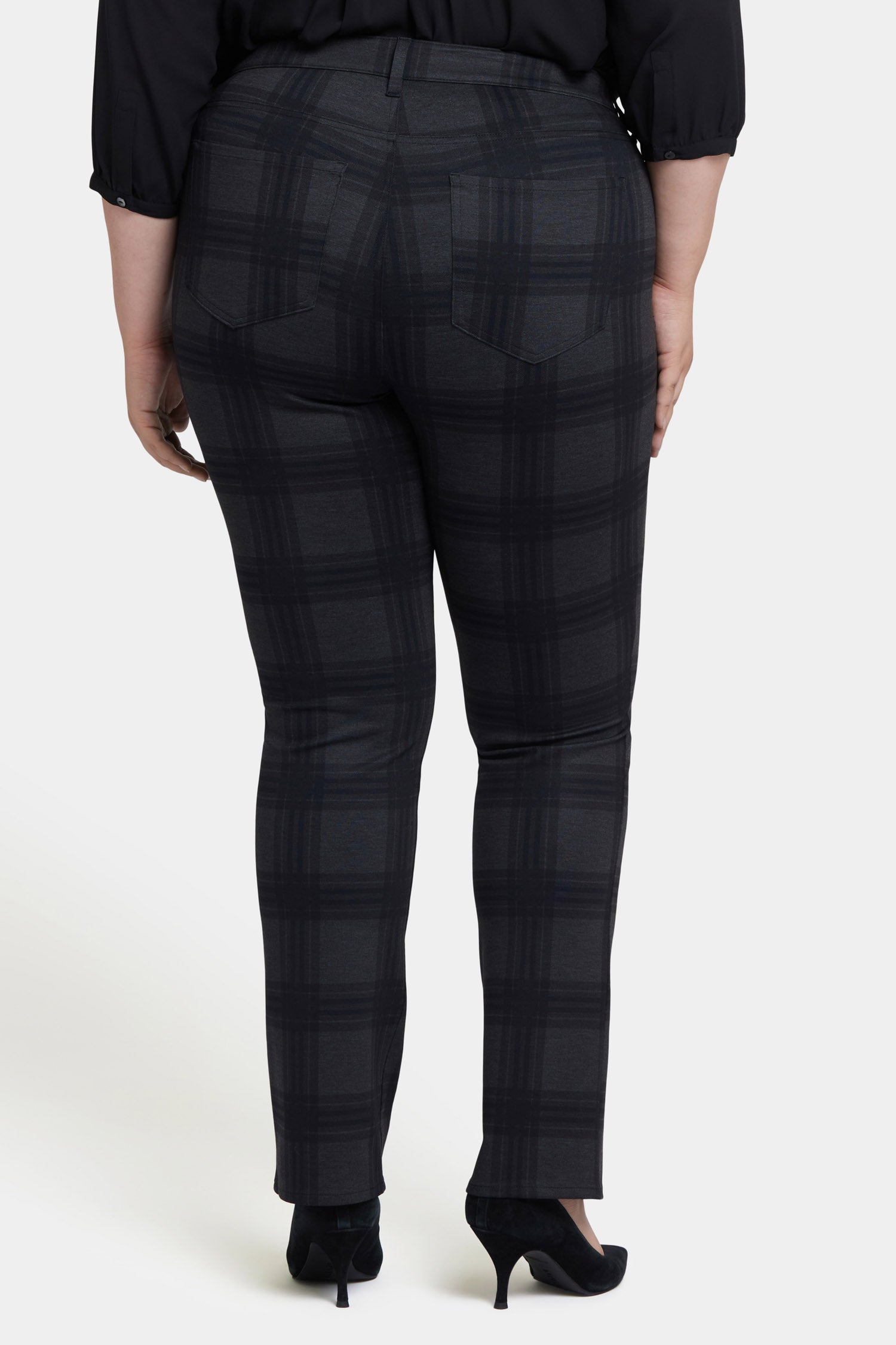 Marilyn Straight Pants In Plus Size - Piedmont Plaid Black Marilyn Straight Pants In Plus Size - Piedmont Plaid Black