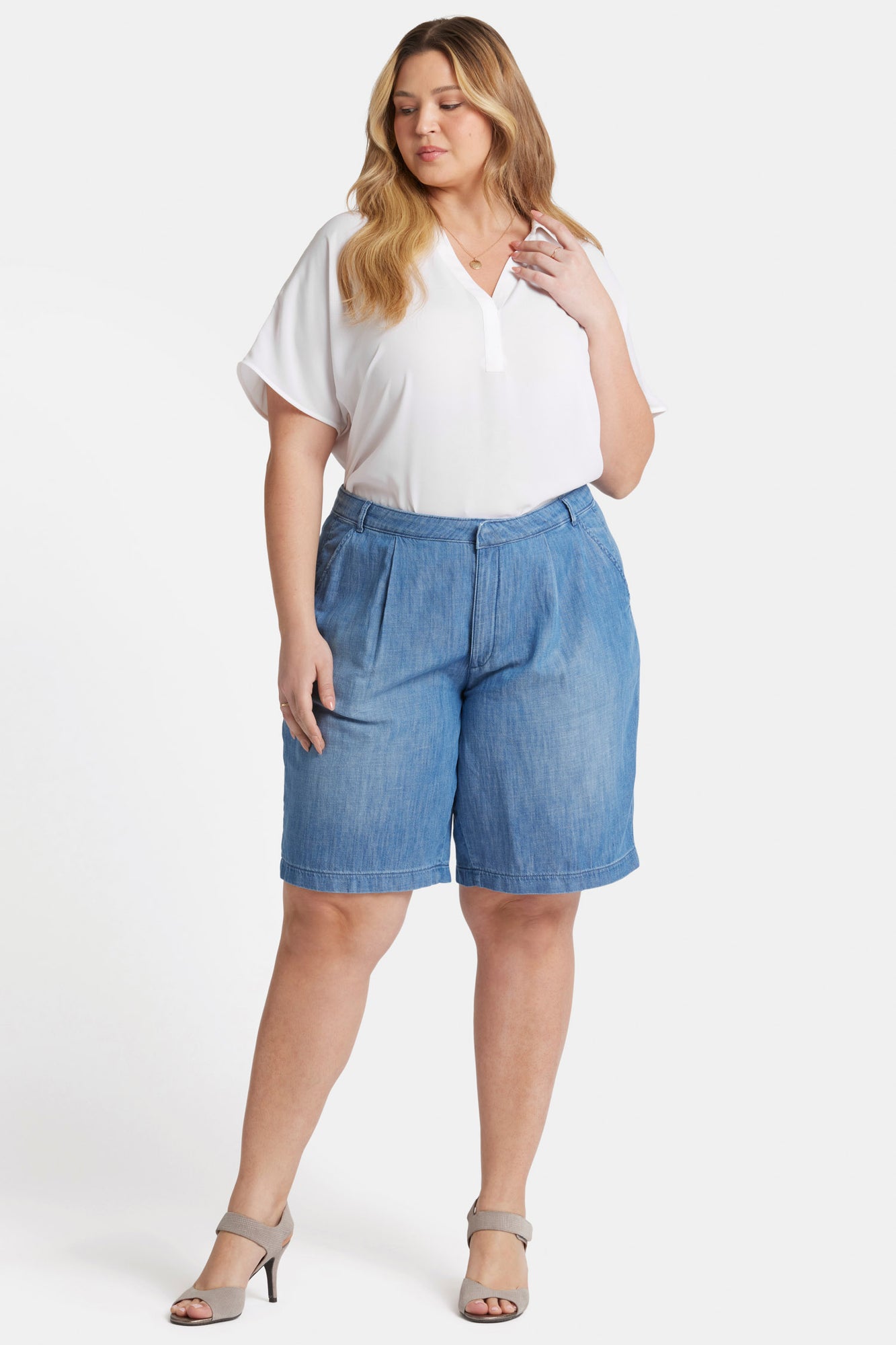NYDJ Relaxed Denim Bermuda Shorts In Plus Size With High Rise - Corfu
