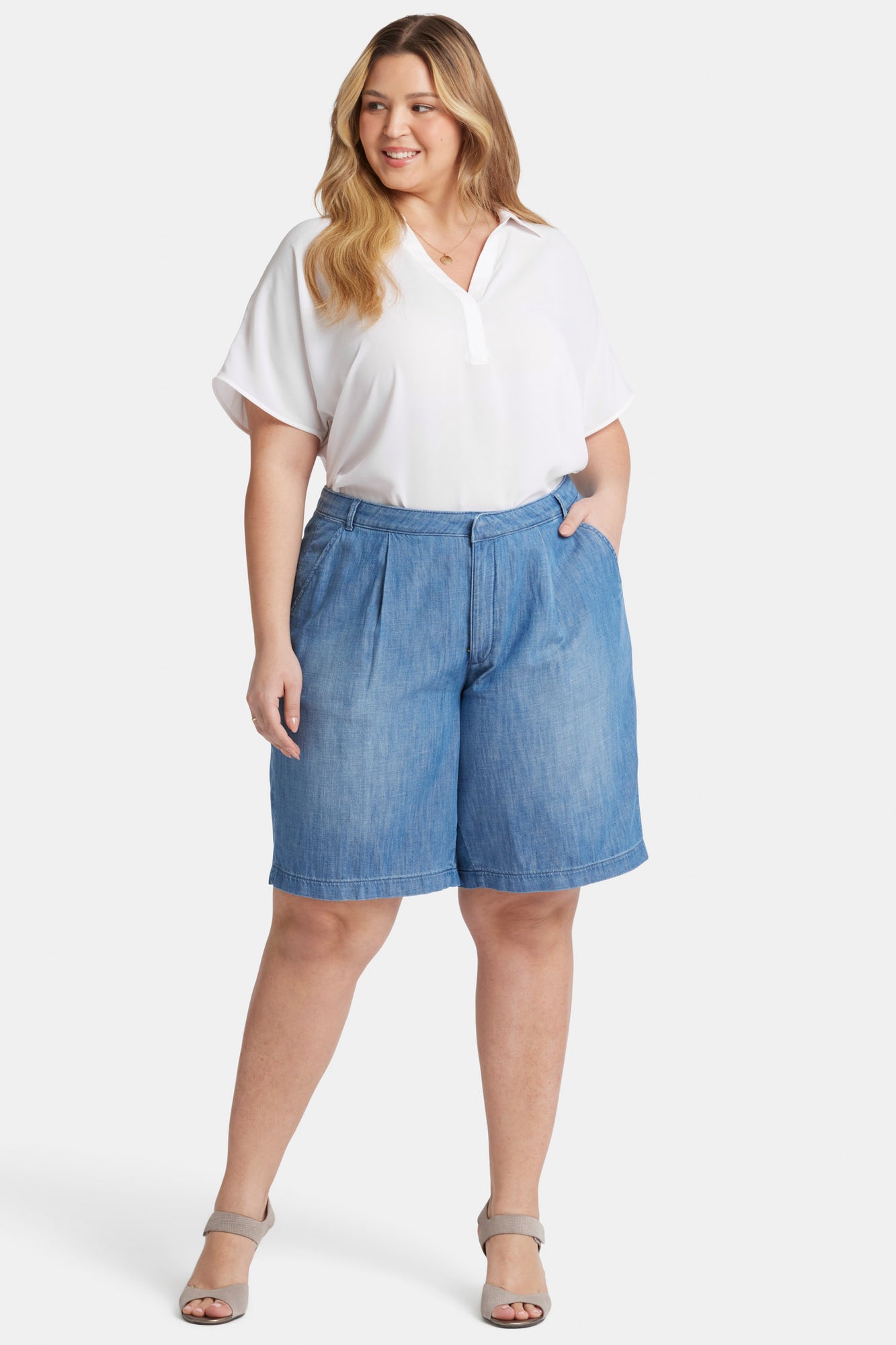 NYDJ Relaxed Denim Bermuda Shorts In Plus Size With High Rise - Corfu