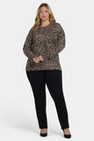 NYDJ Cheetah Crewneck Sweater In Plus Size - Onyx Cheetah
