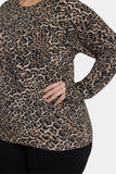 NYDJ Cheetah Crewneck Sweater In Plus Size - Onyx Cheetah