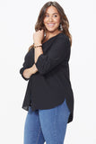 NYDJ Pintuck Blouse In Plus Size - Black