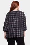 NYDJ Pintuck Blouse In Plus Size - Lattice Dots