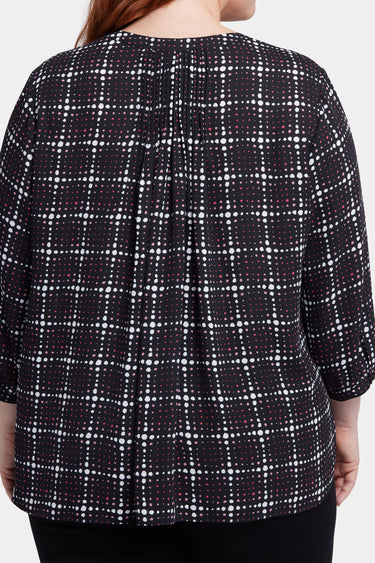 NYDJ Pintuck Blouse In Plus Size - Lattice Dots