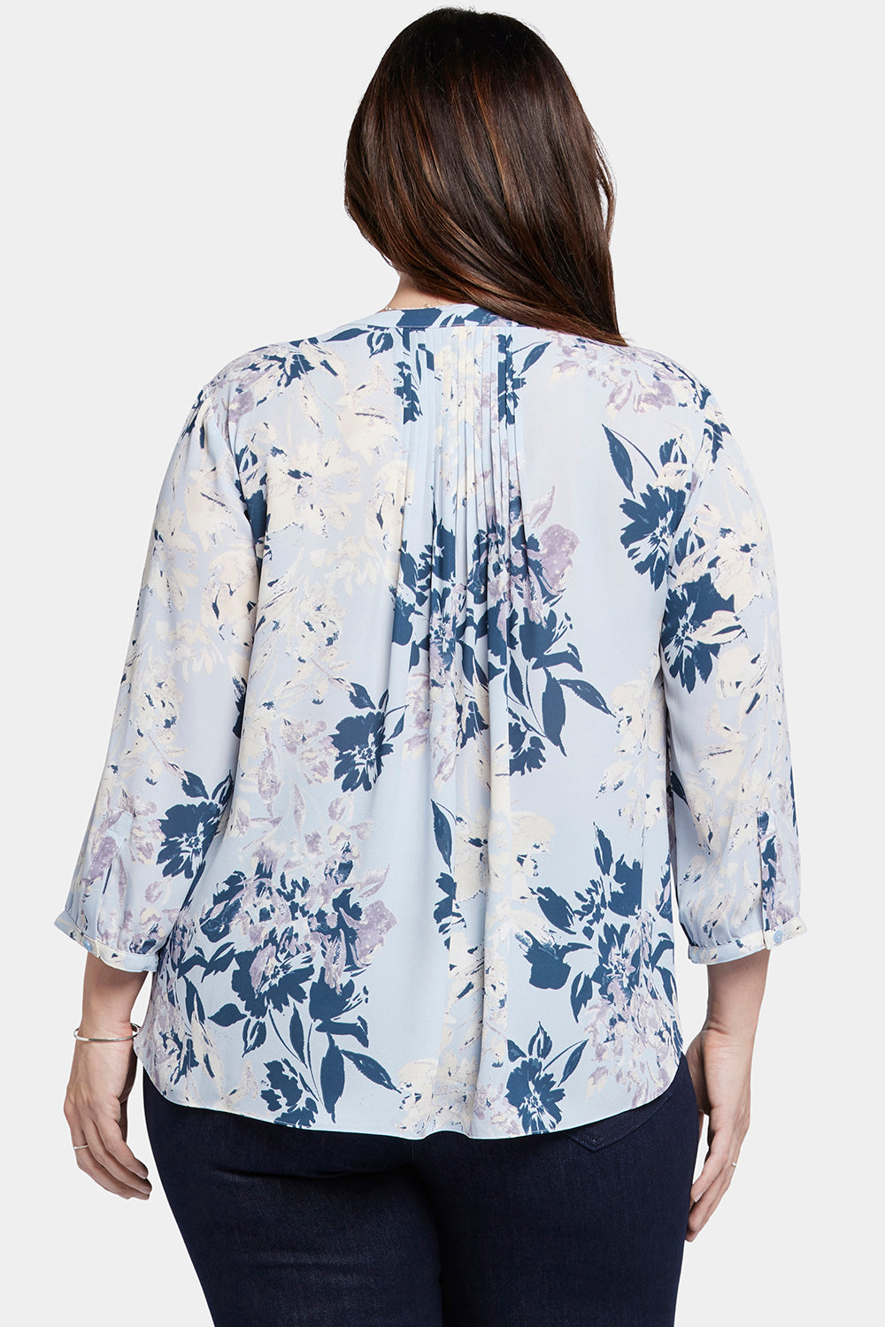 Pintuck Blouse In Plus Size - Valley Faire Blue | NYDJ