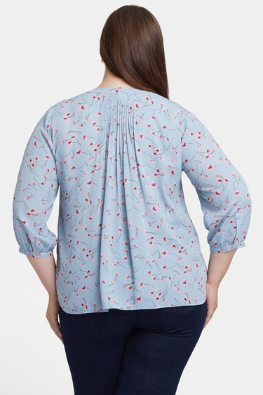 NYDJ Pintuck Blouse In Plus Size - Mountain Petals